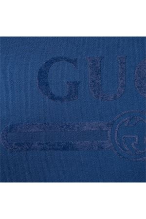 Felpa in Jersey di cotone felpato blu scuro GUCCI KIDS | 849011XJHO64118